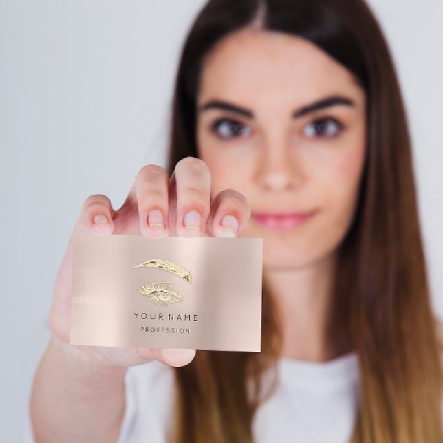 Professionell Lash Brows Makeup Logotyp Guld Powde Visitkort (Skapare uppladdad)