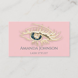Professionell Lash Brows Makeup Logotyp Guld Rosa Visitkort