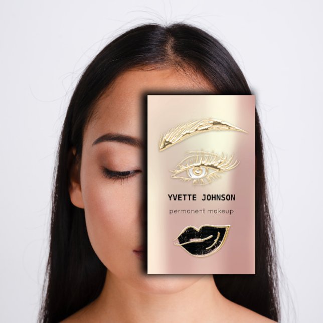 Professionell Lash Brows Makeup-Logotyp QR-kod Visitkort (Professional Lashes Brows Makeup Logo QR Code Business Card)