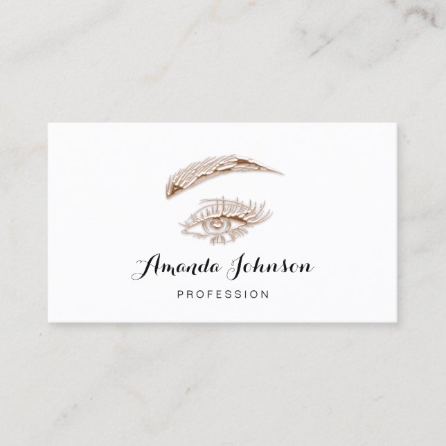 Professionell Lash Brows Makeup Logotyp Ro White Visitkort (Framsida)