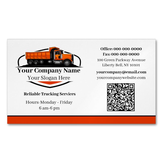 Professionell Lastbil Hauling Company QR-kod Magnetiska Visitkort (Framsida)