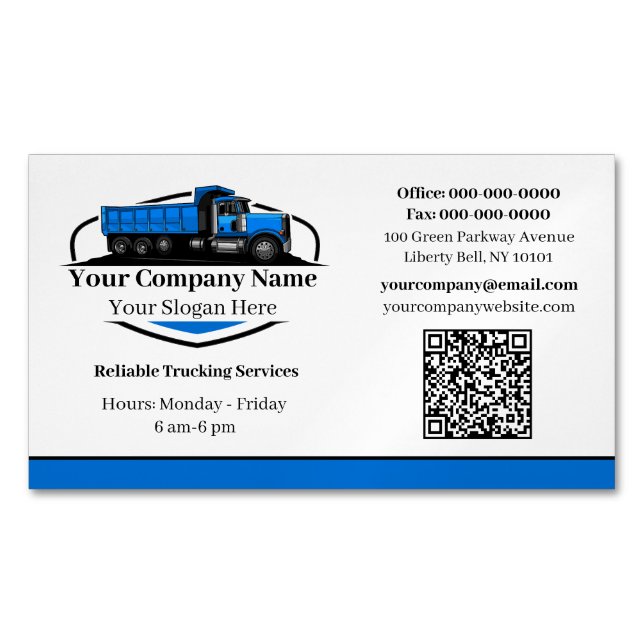 Professionell Lastbil Hauling Company QR-kod Magnetiska Visitkort (Framsida)