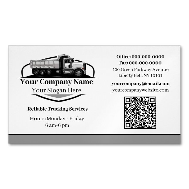 Professionell Lastbil Hauling Company QR-kod Magnetiska Visitkort (Framsida)