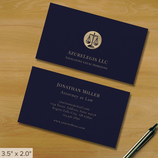 Professionell Lawyer Affärskort med Guld Emblem Visitkort (Skapare uppladdad)