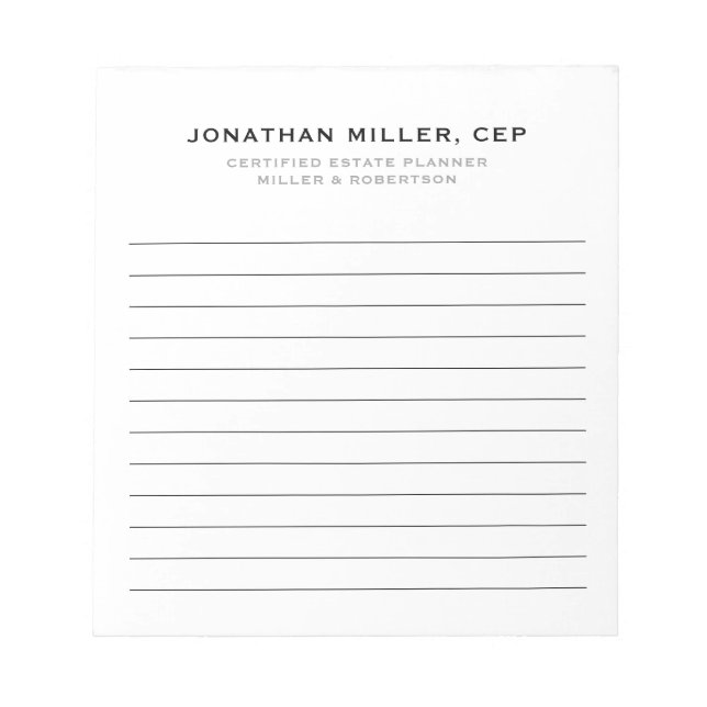 Professionell Led Namn Title Company Anteckningsblock (Framsida)