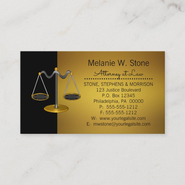 Professionell Legal Law Lawyer Scale of Justice Visitkort (Framsida)