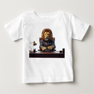 Professionell lejonchef i kostym vid kontorsdisch t shirt