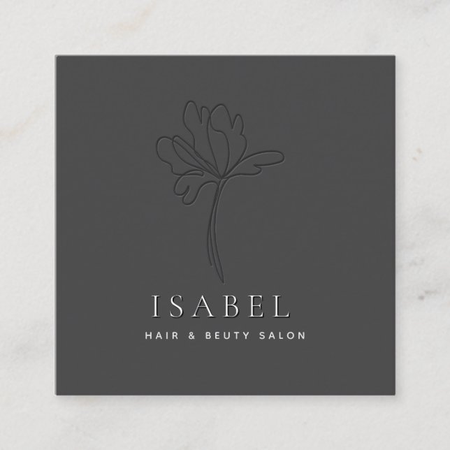 Professionell letterpress abstrakt blommigt Qr-kod Fyrkantigt Visitkort (Framsida)