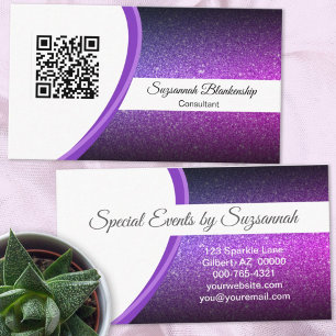 Professionell Lila Glitter QR-kodmall Visitkort