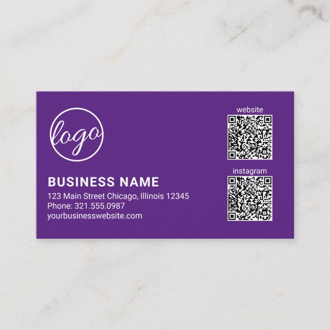 Professionell Lila Logotyp QR-kod Modern Visitkort (Framsida)
