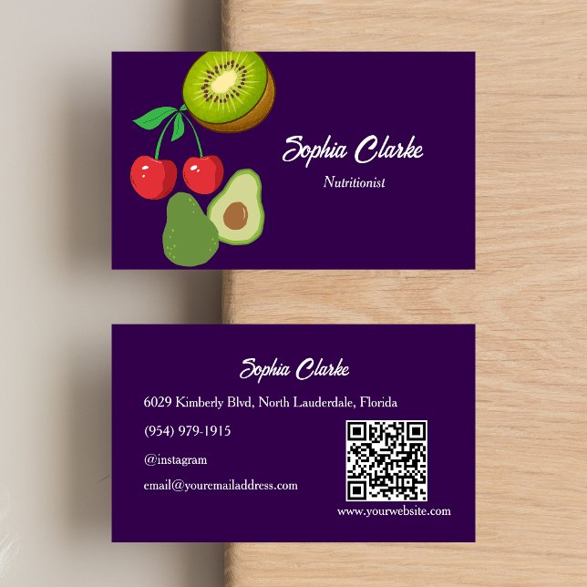 Professionell Lila Nutritionist Dietician QR Code Visitkort (Skapare uppladdad)