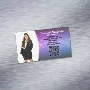 Professionell Lila Ombre Glitter Anpassningsbar Ph Magnetiska Visitkort