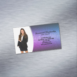 Professionell Lila Ombre Glitter Anpassningsbar Ph Magnetiska Visitkort