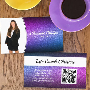 Professionell Lila Ombre Glitter Anpassningsbar Ph Visitkort