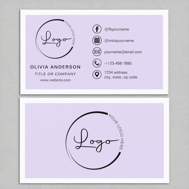 Professionell Lilac Lila Logotyp Social Media Visitkort (Skapare uppladdad)