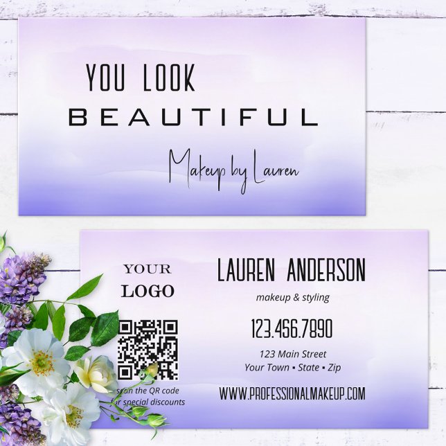 Professionell Lilac Paint QR Code Beauty Visitkort (Skapare uppladdad)