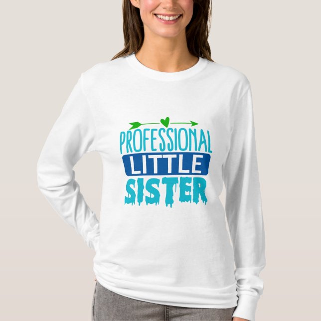 Professionell lillasyster Blå färg dropp T Shirt (Framsida)