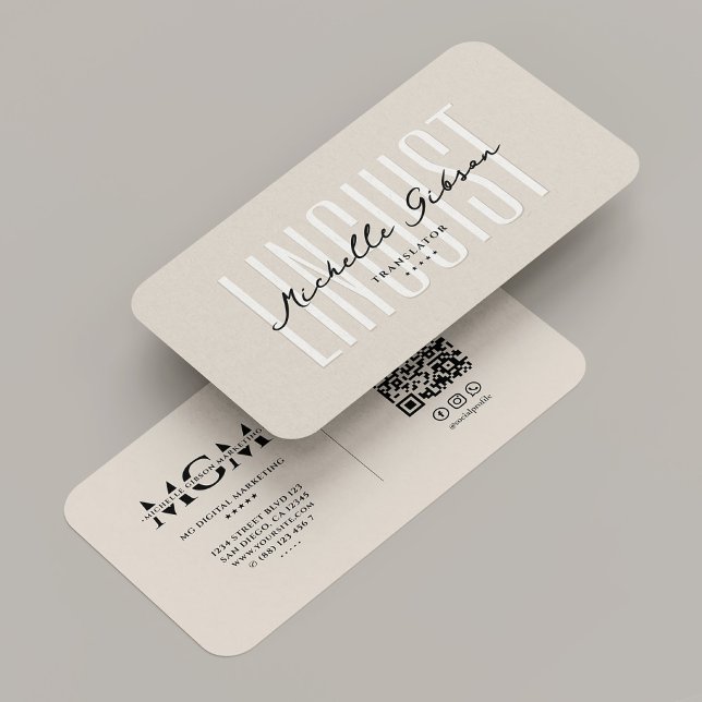 Professionell Linguist Translator Sand Visitkort (Professional Linguist Interpreter Translator Sand Business Card
)