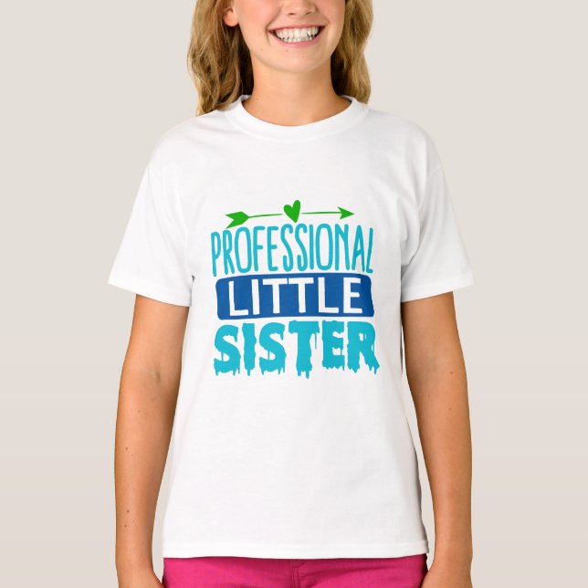 Professionell Little Sister Blue Paint Drift T Shirt (Framsida)