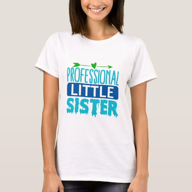 Professionell Little Sister Blue Paint Drift T Shirt (Framsida)