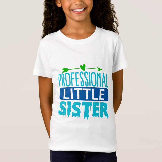 Professionell Little Sister Blue Paint Drift T Shirt (Framsida)