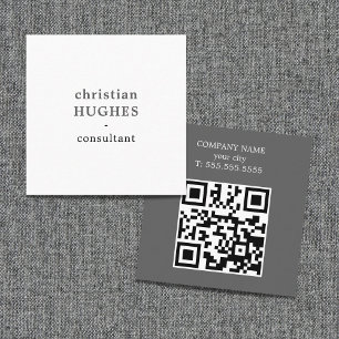 Professionell Ljusgrå Vit Konsult QR-kod Fyrkantigt Visitkort