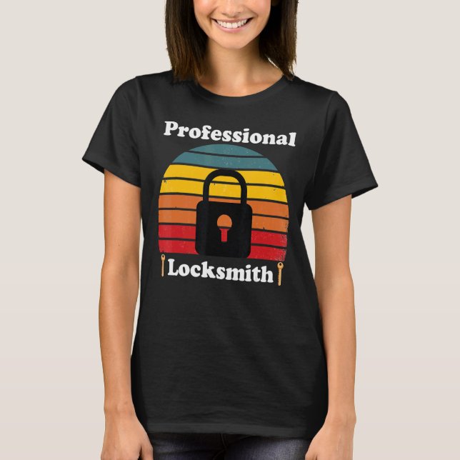 Professionell Locksmith Retro Lock Picking T Shirt (Framsida)