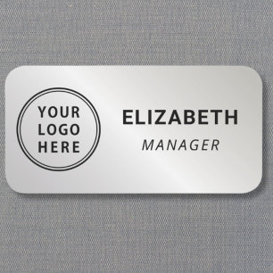Professionell Logo Silver Namnbricka