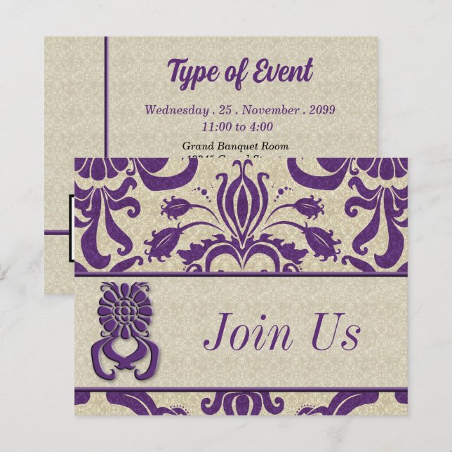 Professionell Logotyp Business Amethyst Swirls Lil Inbjudningar (Fram/baksida)