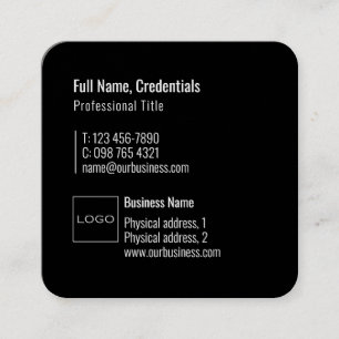 Professionell Logotyp Elegant Modern Minimal Black Fyrkantigt Visitkort