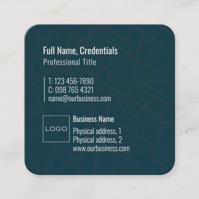 Professionell Logotyp Elegant Modern Minimal Blue  Fyrkantigt Visitkort (Framsida)
