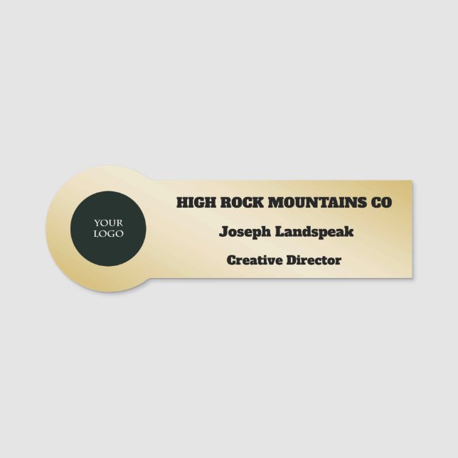 Professionell Logotyp Employee Guld Metallic Namnbricka (Framsida)
