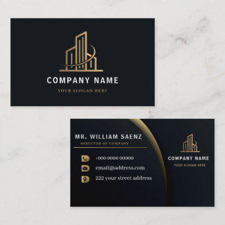 Professionell logotyp för fastighetsmäklare i guld visitkort