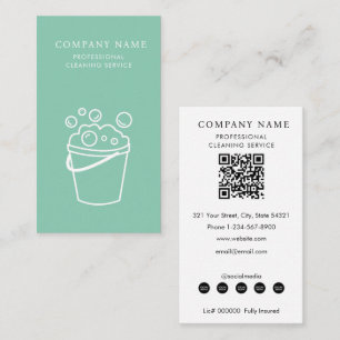 Professionell logotyp för städtjänster Modern Teal Visitkort