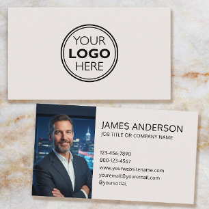 Professionell Logotyp Foto Minimalistisk Off-White Visitkort