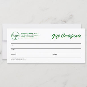 Professionell Logotyp Grönt Business Gift-certifik