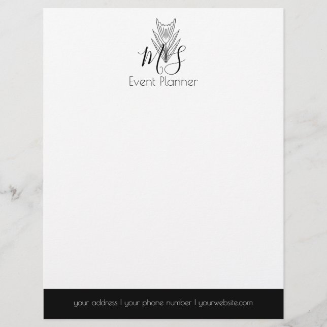 Professionell logotyp - minimalistisk evenemangspl brevhuvud (Framsida)