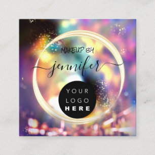 Professionell Logotyp Nagel Beauty Hair Guld Holog Fyrkantigt Visitkort