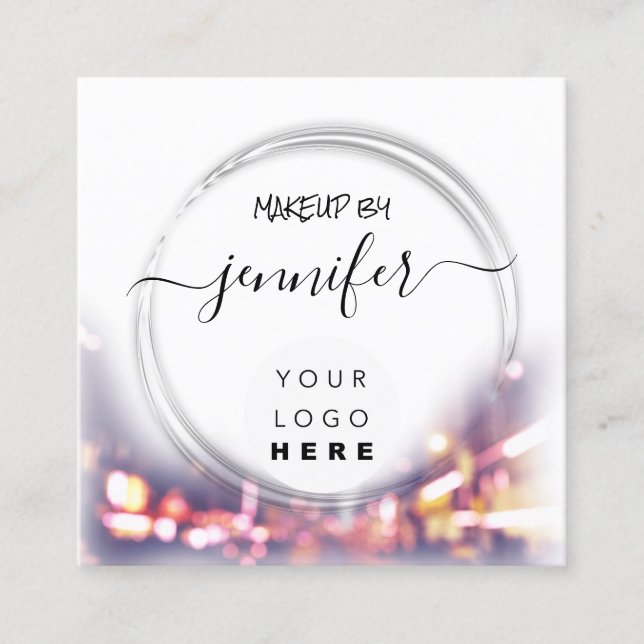 Professionell Logotyp Nagel Beauty Hair White Mode Fyrkantigt Visitkort (Framsida)