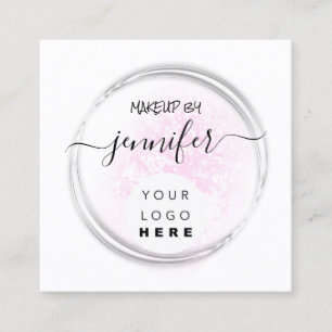 Professionell Logotyp Nagel Beauty Hair White Rosa Fyrkantigt Visitkort