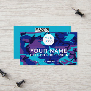 Professionell Logotyp Namn QR-kod Blue & Lila Camo