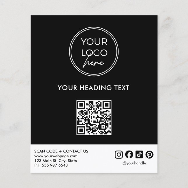 Professionell Logotyp QR-kod Affärsbladmall Flygblad (Framsidan)