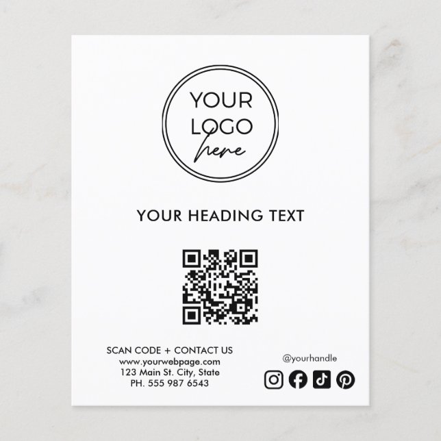 Professionell Logotyp QR-kod Affärsbladmall Flygblad (Framsidan)