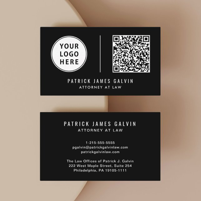 Professionell Logotyp QR-kod Svart Visitkort (Our user-friendly template will generate your QR code automatically from your website address)
