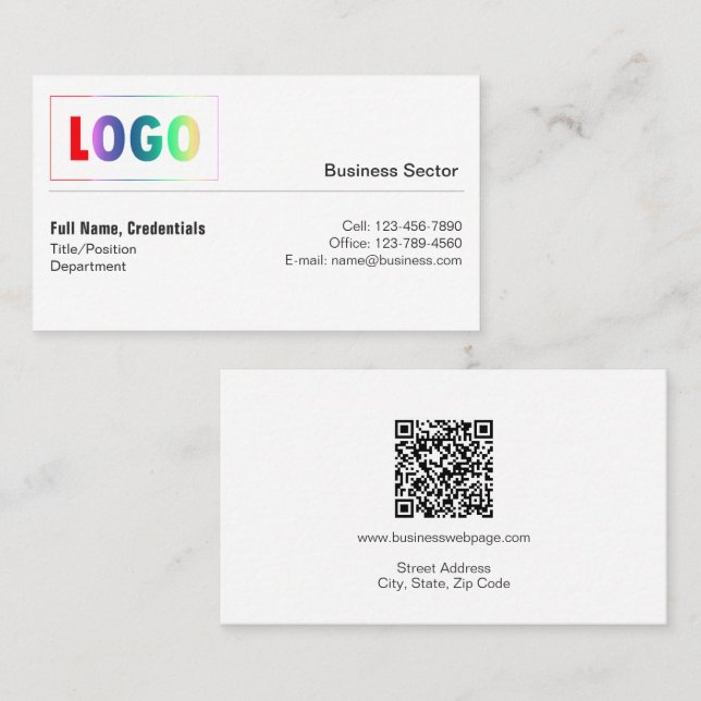 Professionell logotyp, QR-kod Tvåsidigt visitkort (Fram/baksida)