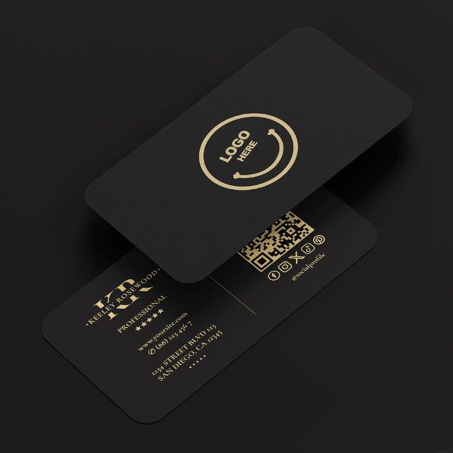 Professionell Logotyp Social Media Elegant Black Visitkort (Professional Logo Social Media X Pinterest Elegant Black Business Card
)