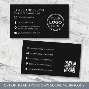 Professionell logotyp Sociala medier QR-kod Svart Visitkort