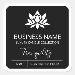 Professionell Lotus Black Soy Candle-produktetiket Fyrkantigt Klistermärke