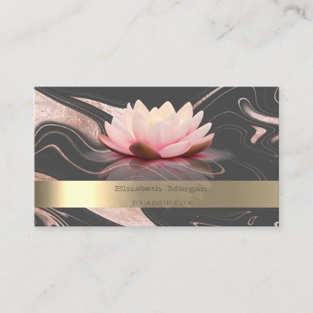 Professionell Lotus Guld Rand Yoga Instruktör Visitkort (Framsida)