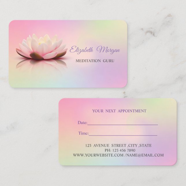 Professionell Lotus Holography Ombre Möte Tidsbeställning Kort (Fram/baksida)